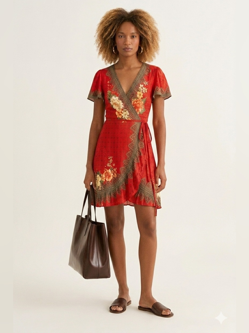 FARM Rio Red Floral Bohemian Kimono Dress – XS (PP)